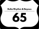 Highway sign image with “Delta Rhythm & Bayous” (instead of Route) and “65.” Credit/copyright pbjunction.com and PB Junction, LLC